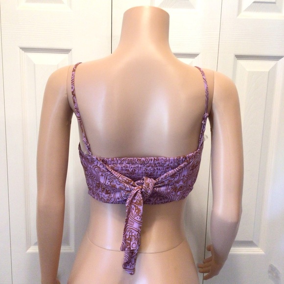 SO Juniors Pink Lavender Floral Checked Contrast Bandana Crop Tank Top Size XS - Picture 3 of 5